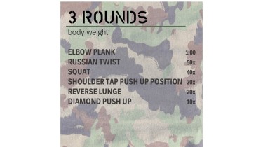 Full body workout: 3 rounds - body weight