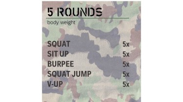 Full body workout: 5 rounds - body weight