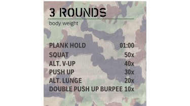 Full body workout: 3 rounds - body weight