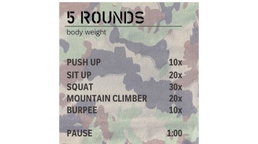 Full body workout: 5 rounds - body weight