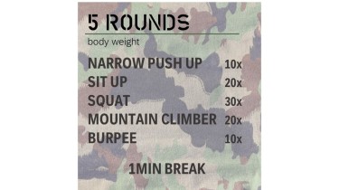 Full body workout: 5 rounds - body weight
