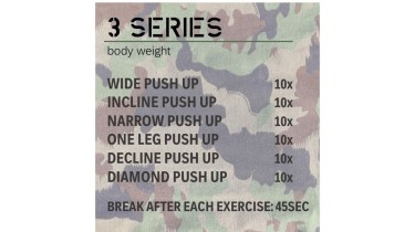 Training chest muscles: 1 round - 3 series - body weight