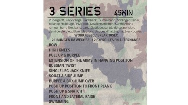 Full body workout: 3 series - work45sec/break30sec