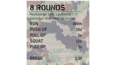 Lower/upper body workout: 8 rounds